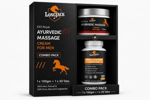 LongJack+ Ayurvedic Capsule & Cream Combo – Mardana Stamina, Taqat Aur Josh Badhane Wala Vitality Pack